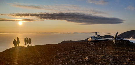Hop in the heli for a sunset summit trip, where we’ll have cocktails for the adults and frisbee golf
